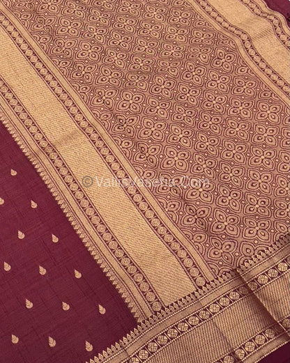Semi Tussar Silk - Grand Pallu Wine Shade - VVSTS023