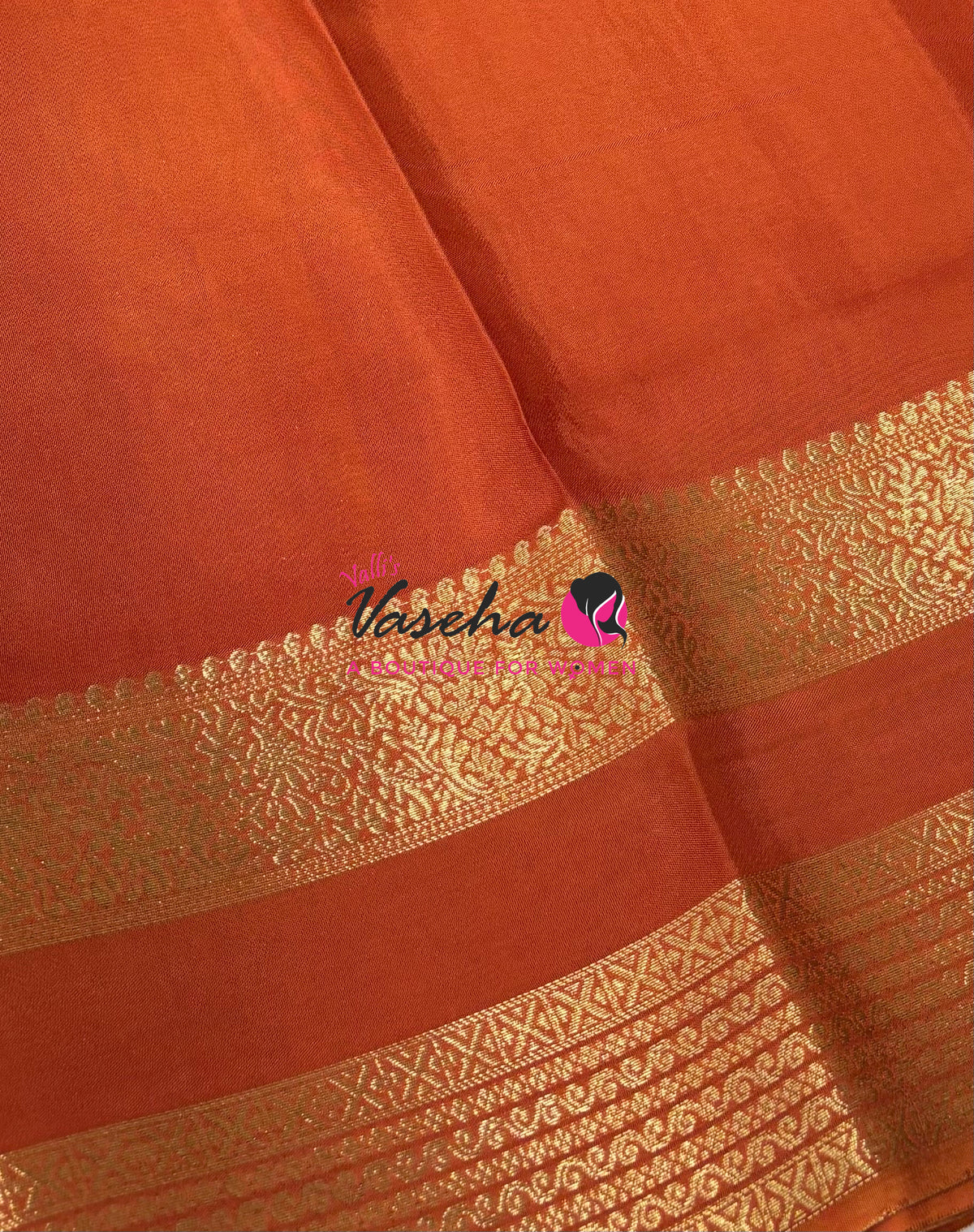 Semi Mysore Crepe Silk  - Orange Shade - VVSMC004