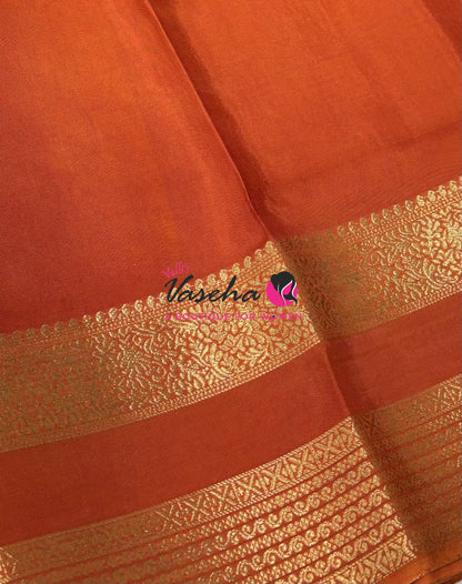 Semi Mysore Crepe Silk  - Orange Shade - VVSMC004