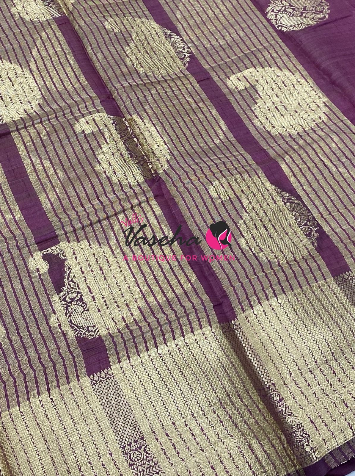 Semi Tussar Silk Saree | Wine Shade |VVSTS055