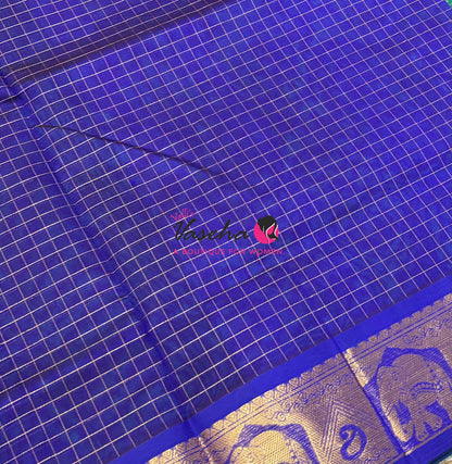 Pure Silk Cotton Saree - Dual Tone Green With Violetish Blue - Lakshadeepam Design - VVPLD004