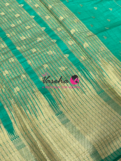 Semi Tussar Silk Saree | Green Shade |VVSTS054