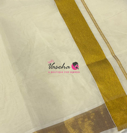Kerala Cotton Saree - 2 Inch  Border - VVKCS030