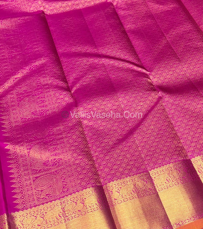 Pure Kanchipuram Silk Saree - Peach With Pink Shade  - VVPS022
