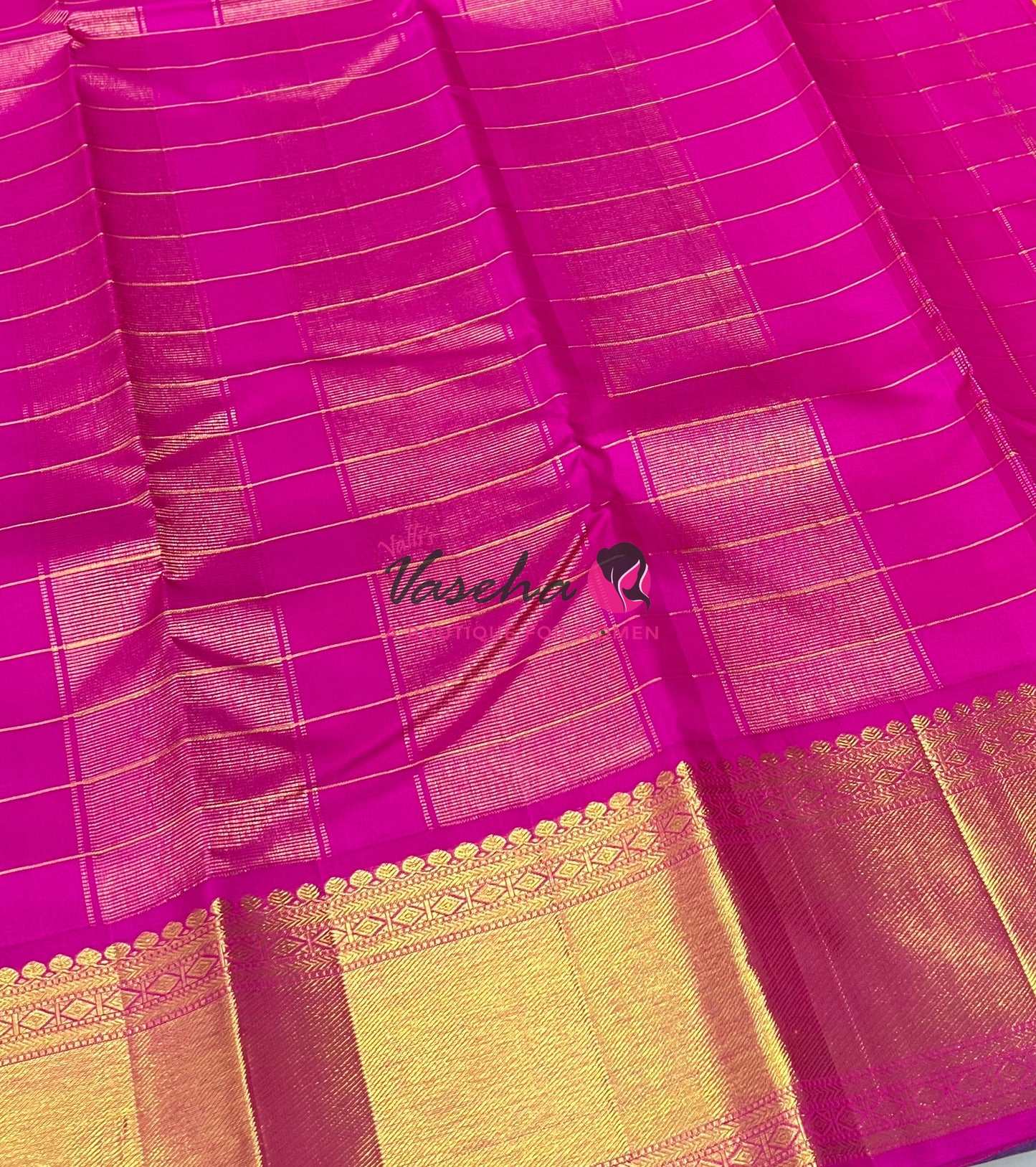 Pure Vintage Korvai Kanchipuram Silk Saree - Pazhum Pazhamum Checks - VVPS061