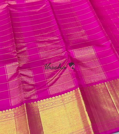 Pure Vintage Korvai Kanchipuram Silk Saree - Pazhum Pazhamum Checks - VVPS061