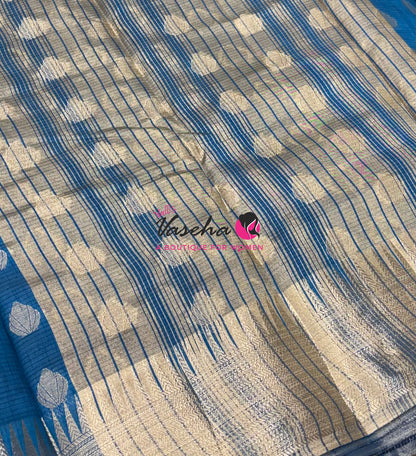 Semi Tussar Silk Saree | Blue Shade |VVSTS053