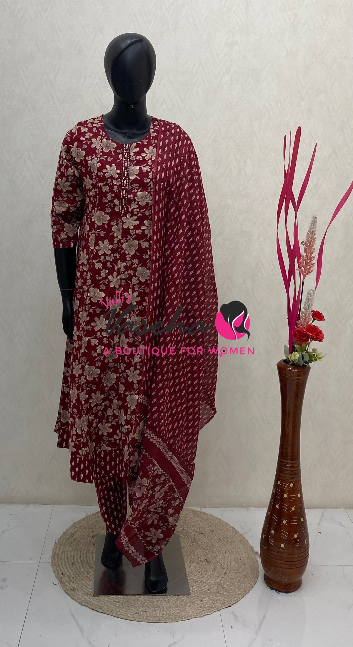 Ready Made - Anarkali - Salwar, Kameez & Duppatta(3pc)- Printed Cotton - VVAS013