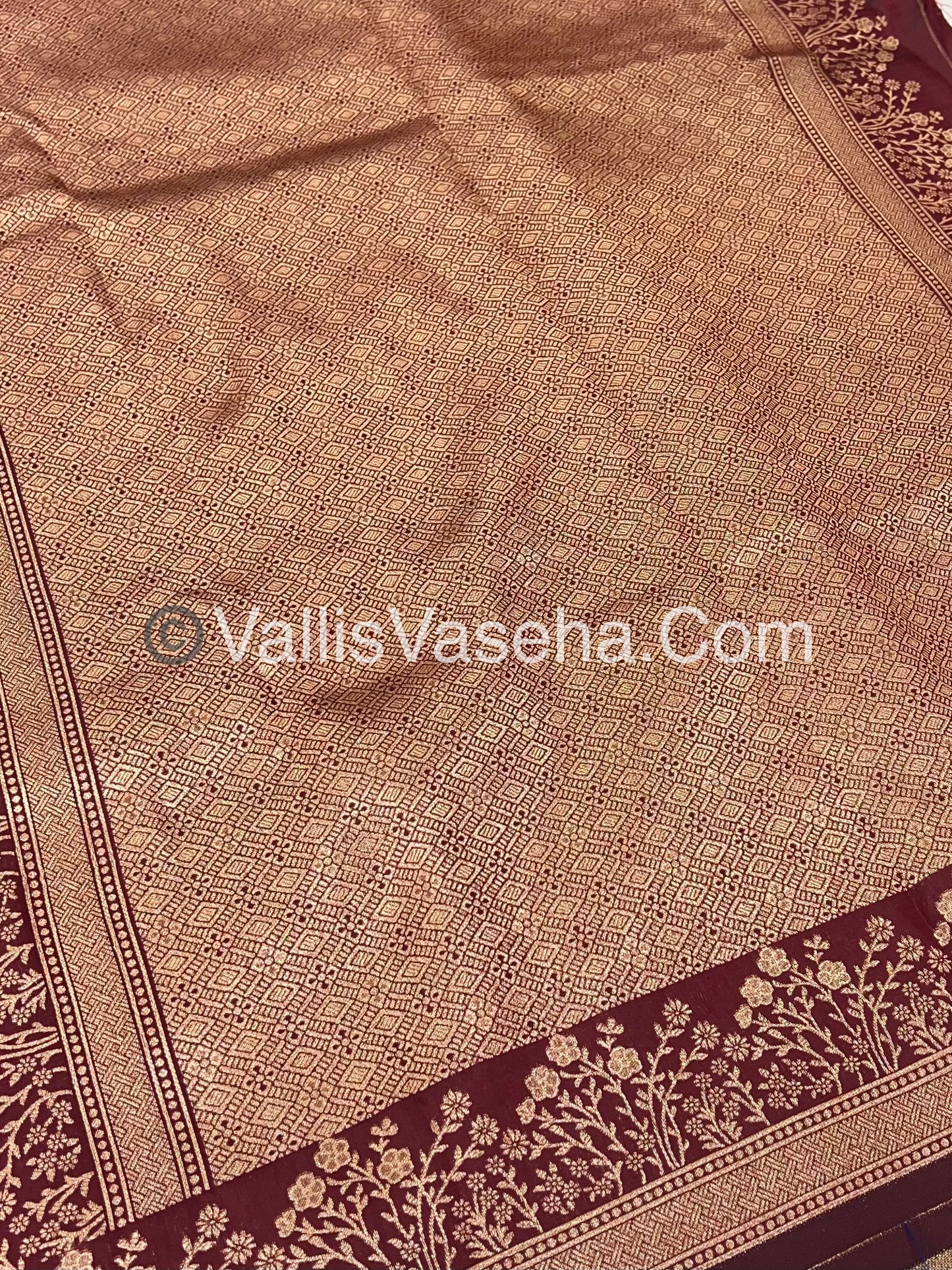 Semi Soft Silk with Border - Maroon Shade -VVSSS013