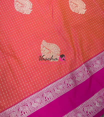 Semi Soft Silk - Orange With Pink- VVSSS036