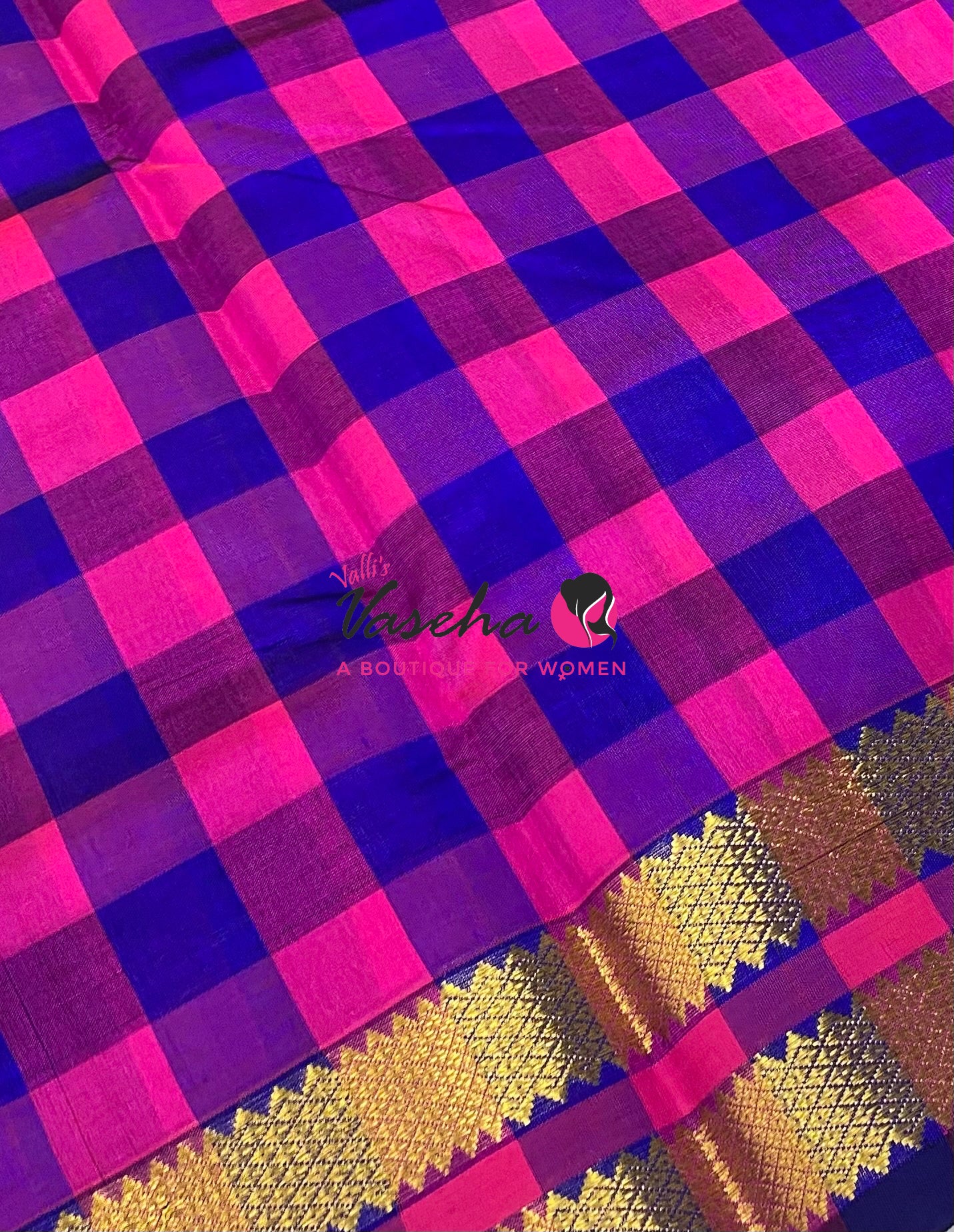 Pure Silk Cotton Saree - Nayantara Checks - Retta Petta Border - VVNCS001