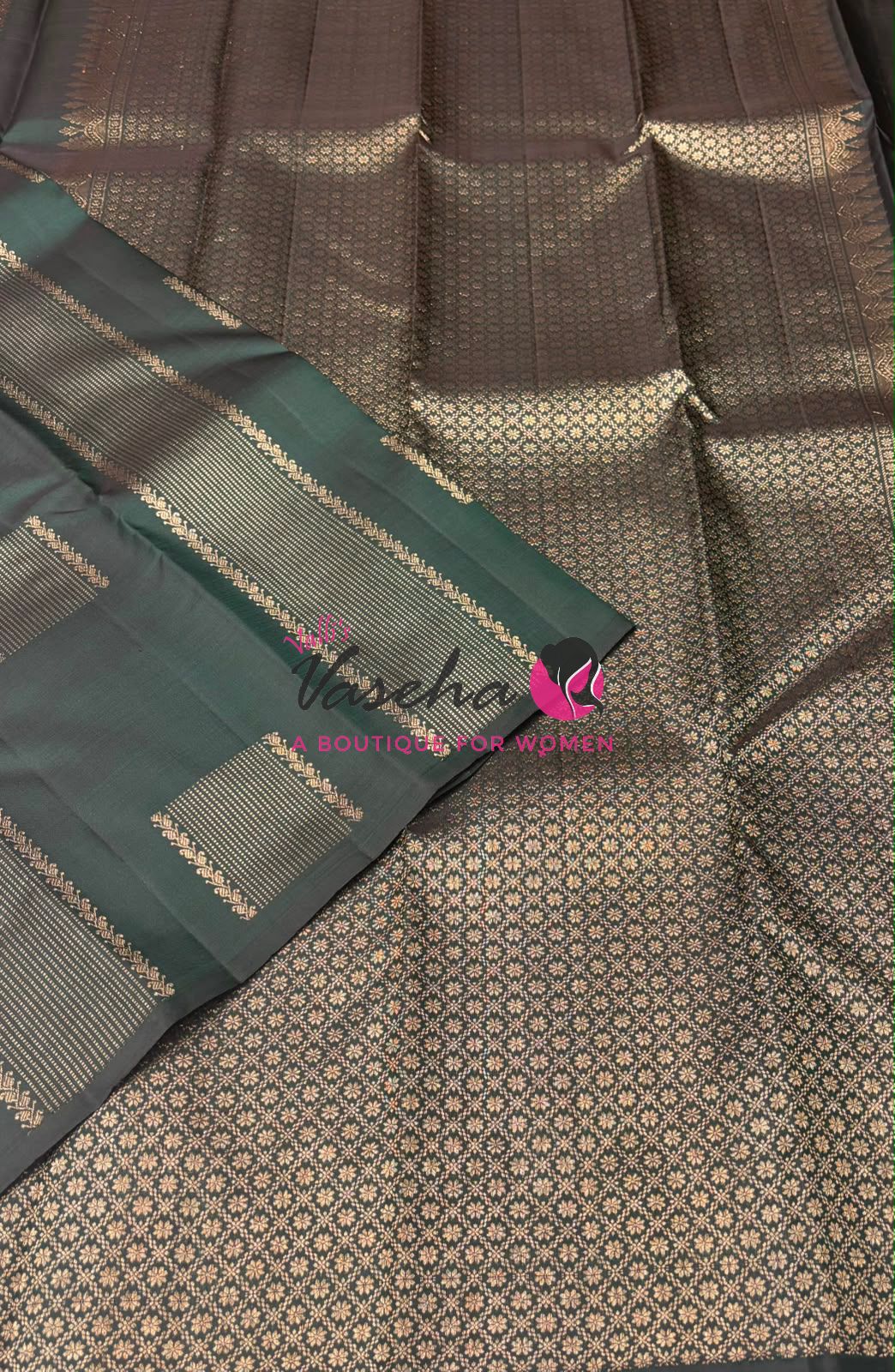 Pure Kanchipuram Silk Saree - Green Shade - VVPS054