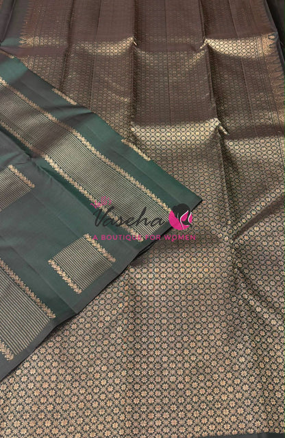 Pure Kanchipuram Silk Saree - Green Shade - VVPS054