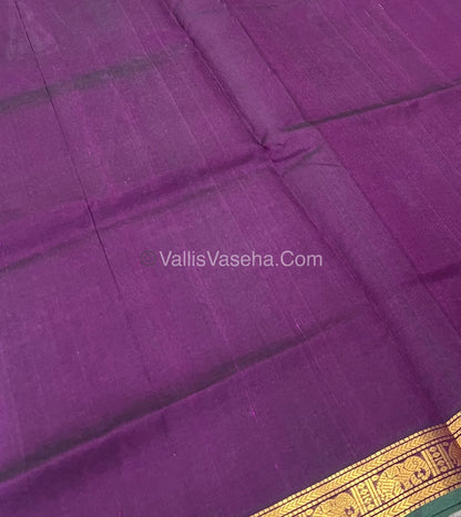 Pure Silk Cotton Saree - Retta Mayil Design - Dark Purple Shade - VVRMS001
