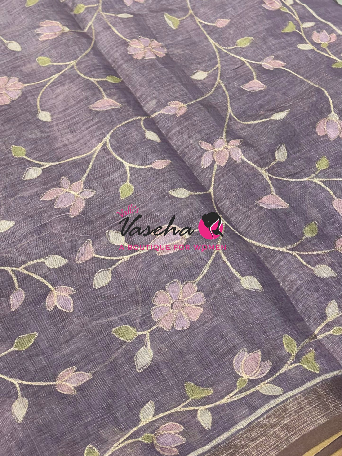 Linen Tissue Saree - Lavender Shade - VVLTS003