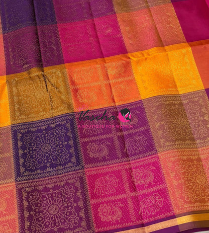 Pure Soft Silk Saree - Partly Pallu -  Half & Half Saree - VVPSS088
