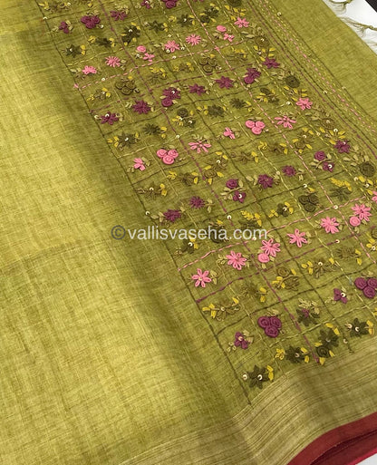 French Knot - Tissue Saree - Green Shade - VVLFN001