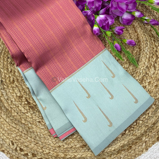 Kanchi Semi Silk - Pink with Sky Blue VVKSS001