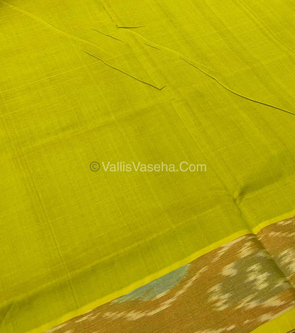 Semi Silk Cotton Saree -  Dark Brown & Green - VVSSC001