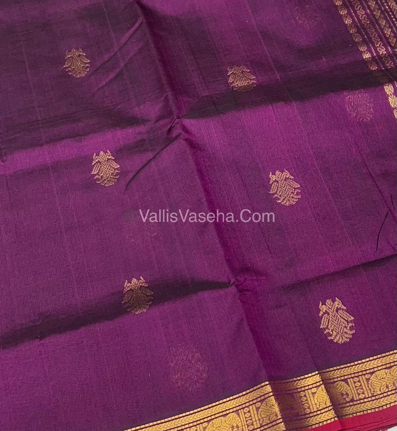 Pure Silk Cotton Saree - Retta Mayil Design -  Purple Shade - VVRMS001