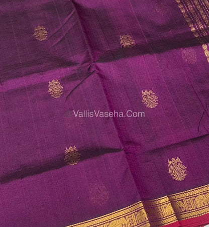 Pure Silk Cotton Saree - Retta Mayil Design -  Purple Shade - VVRMS001