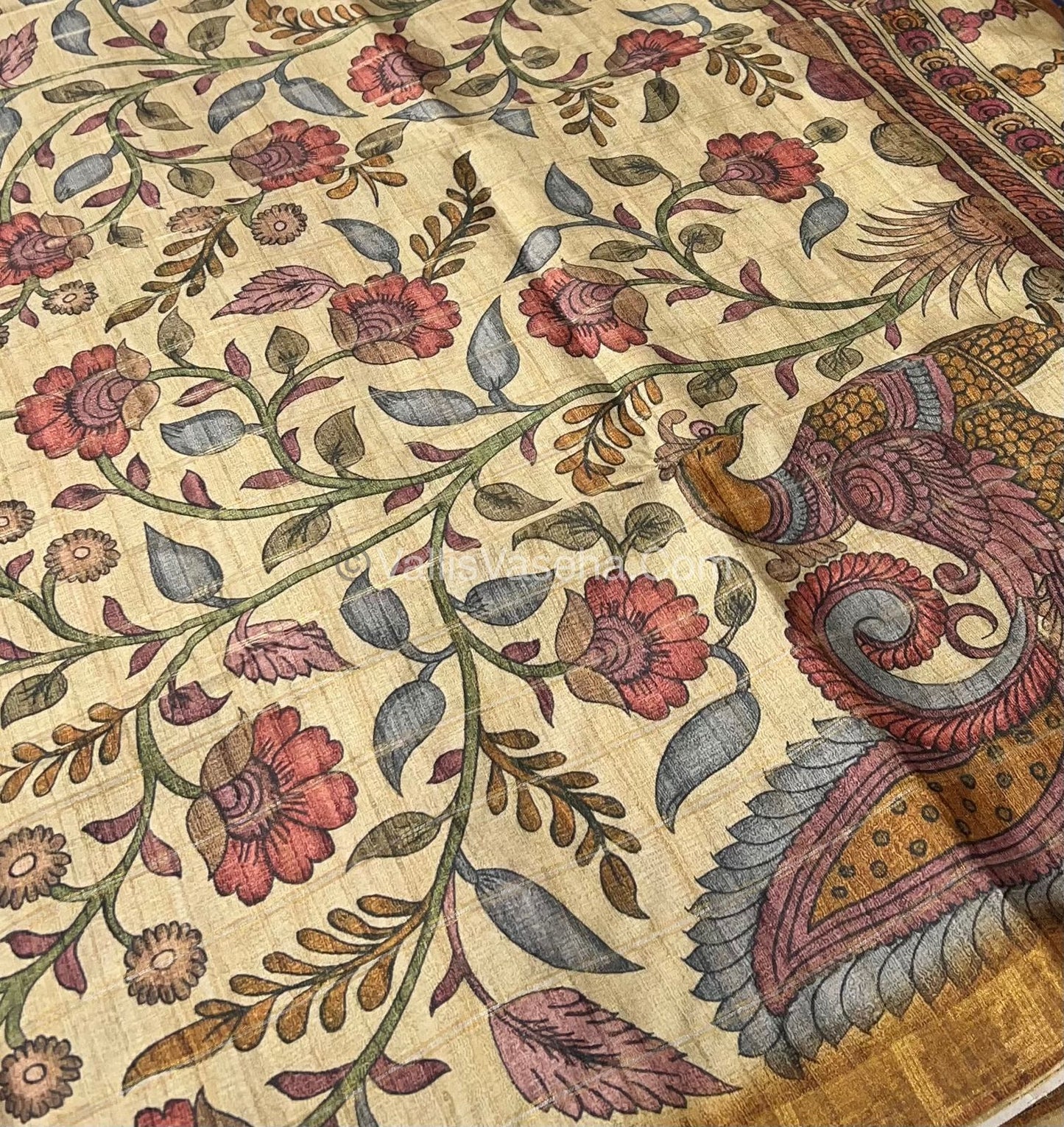 Semi Gicha Tussar Silk Saree - checks pattern - VVSGT001