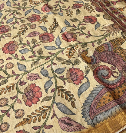 Semi Gicha Tussar Silk Saree - checks pattern - VVSGT001