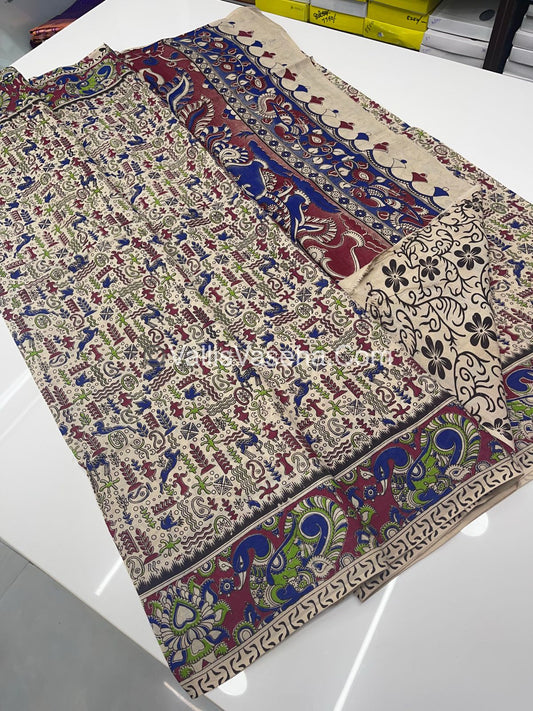 Pure Kalamkari Cotton Saree - VVPKC001