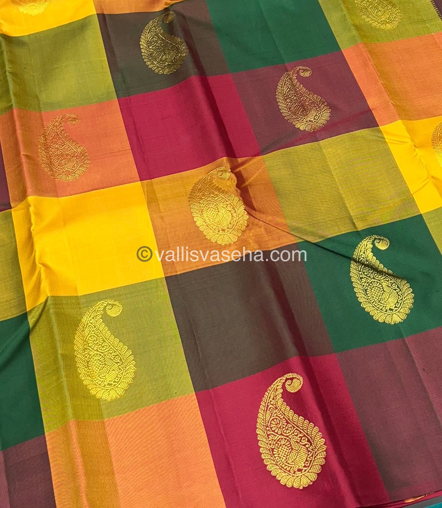 Pure Kanchipuram Silk Saree - Pazhum Pazhamum Checks - VVPS017