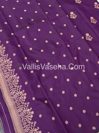Semi Soft Silk with Border - Dark Purple Shade -VVSSS013