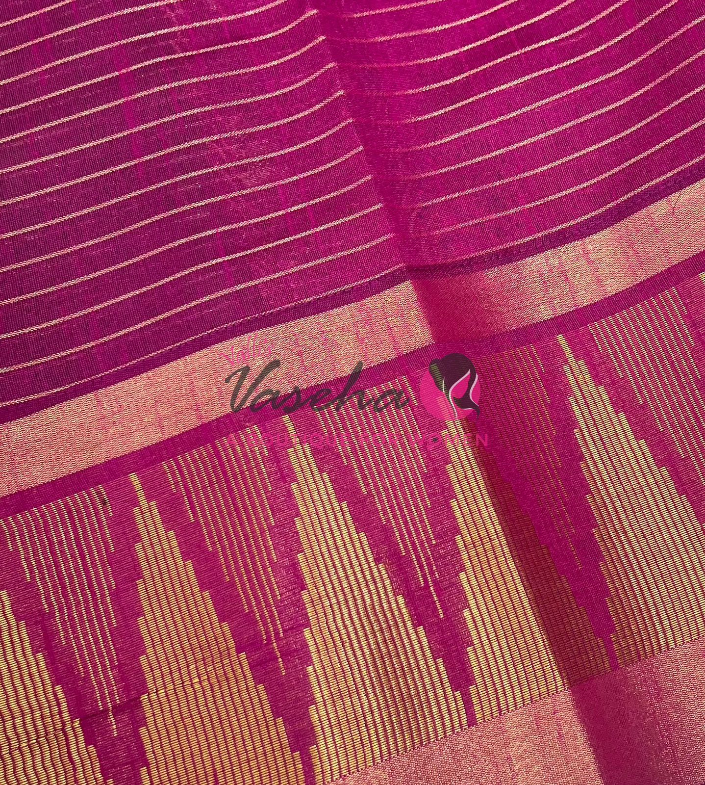 Semi Raw Silk - Lakshadeepam Design - Green With Pink Shade - VVRS008