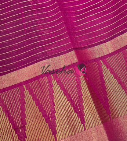 Semi Raw Silk - Lakshadeepam Design - Green With Pink Shade - VVRS008