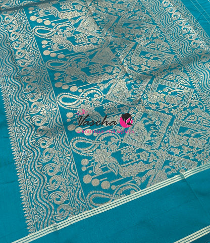 Semi Soft Silk  - Peacock Blue Shade - VVSSS043