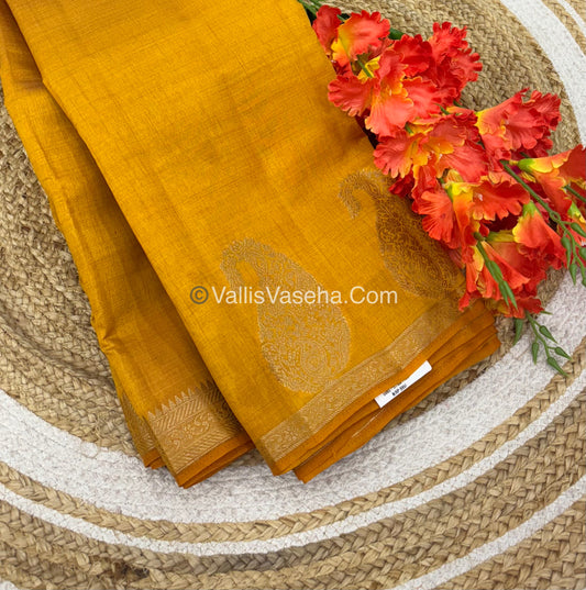 Semi Tussar Silk - Small Mango - Mustard Yellow Shade - VVSTS002