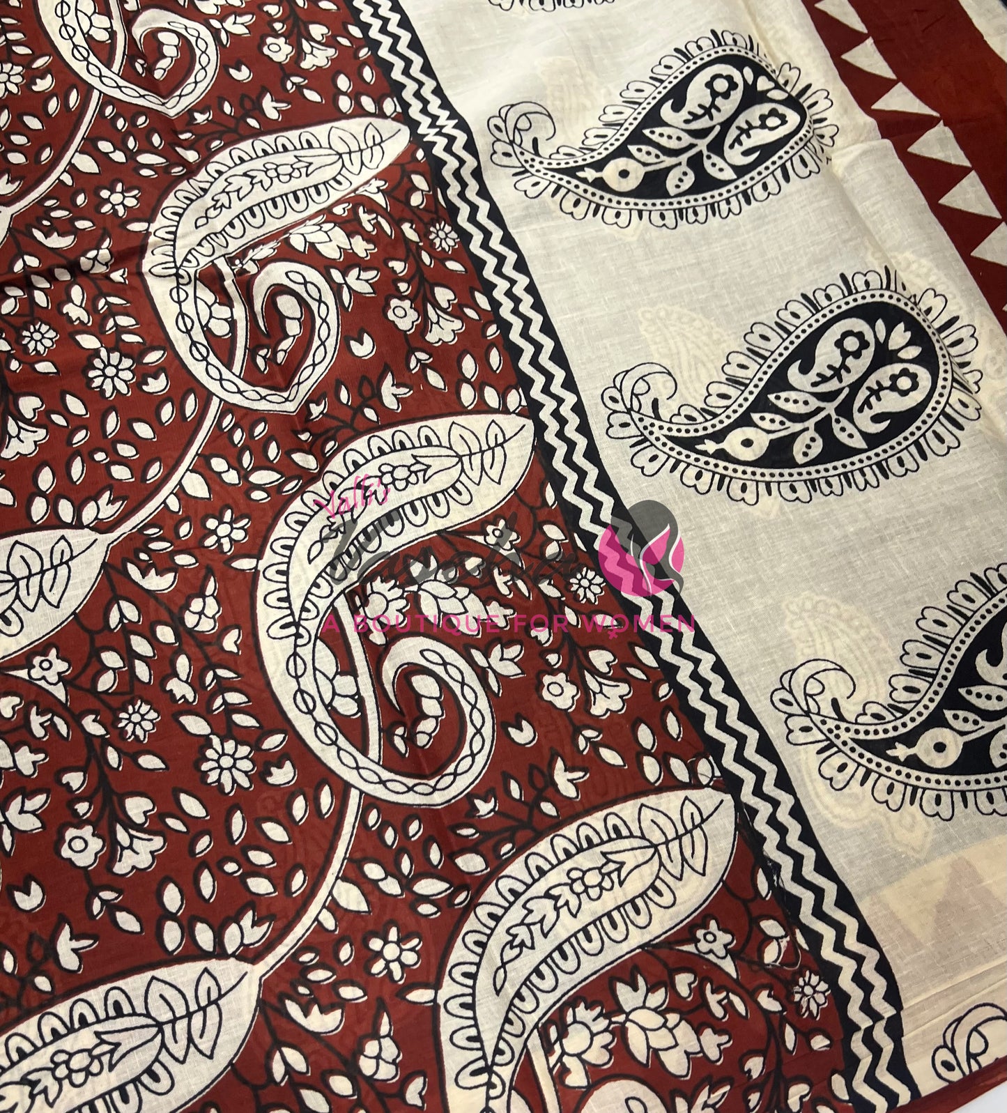 Pure Soft Mul Mul Cotton Sarees - Hand Block Prints - VVMMC010