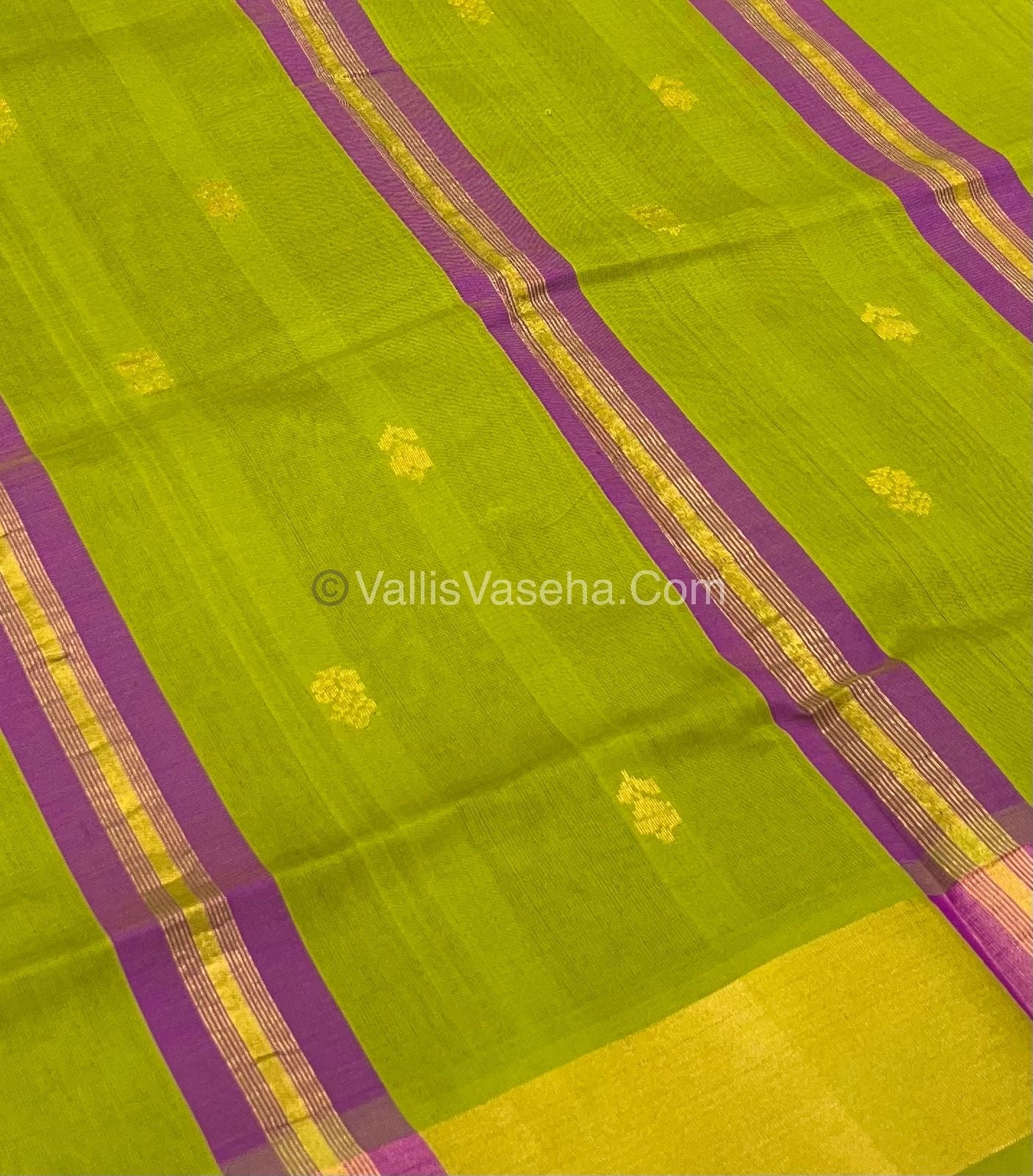 Semi Silk Cotton Saree - Purple & Mehandi Green Combo - VVSSC001