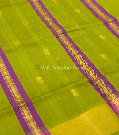 Semi Silk Cotton Saree - Purple & Mehandi Green Combo - VVSSC001