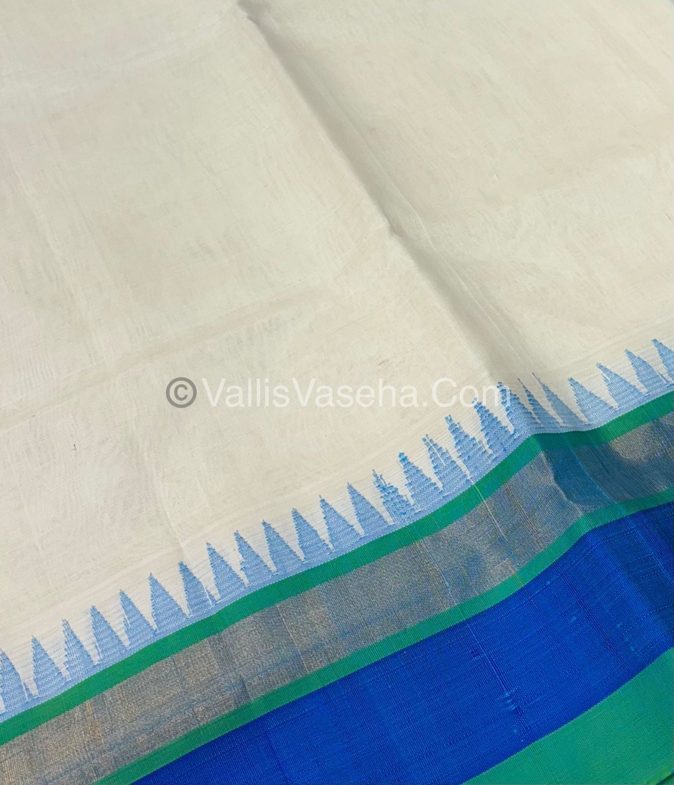 Pure Korvai Silk Cotton Saree - Temple border - VVKSC001
