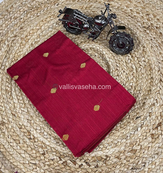 Blouse Bit - Raw Silk Material - Red  Shade - Butta Design - 1mtr - VVRSB001
