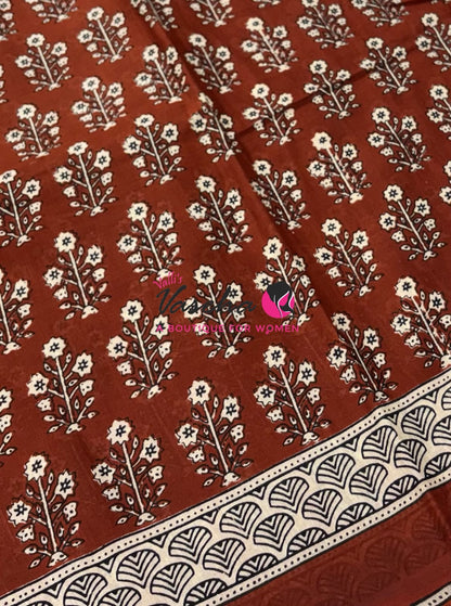Pure Soft Mul Mul Cotton Sarees - Hand Block Prints - VVMMC011