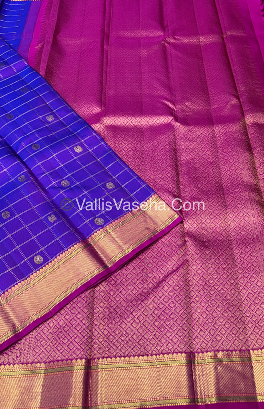 Pure Vintage Korvai Kanchipuram Silk Saree - Purple & Pink Combo - VVPS021