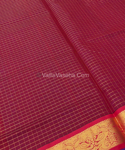 Semi Silk Cotton Saree - Blue With Red Shade - VVSSC006
