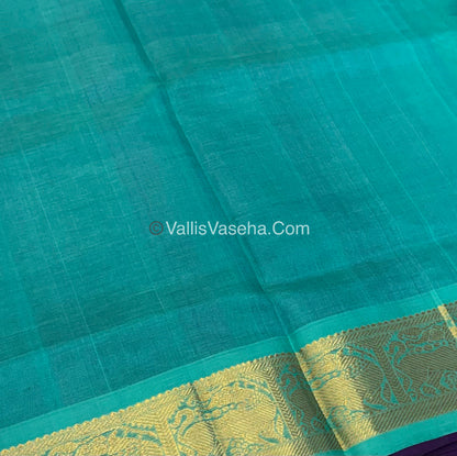 Pure Silk Cotton Sarees - Purple With Sea Blue Shade - VVPSC009