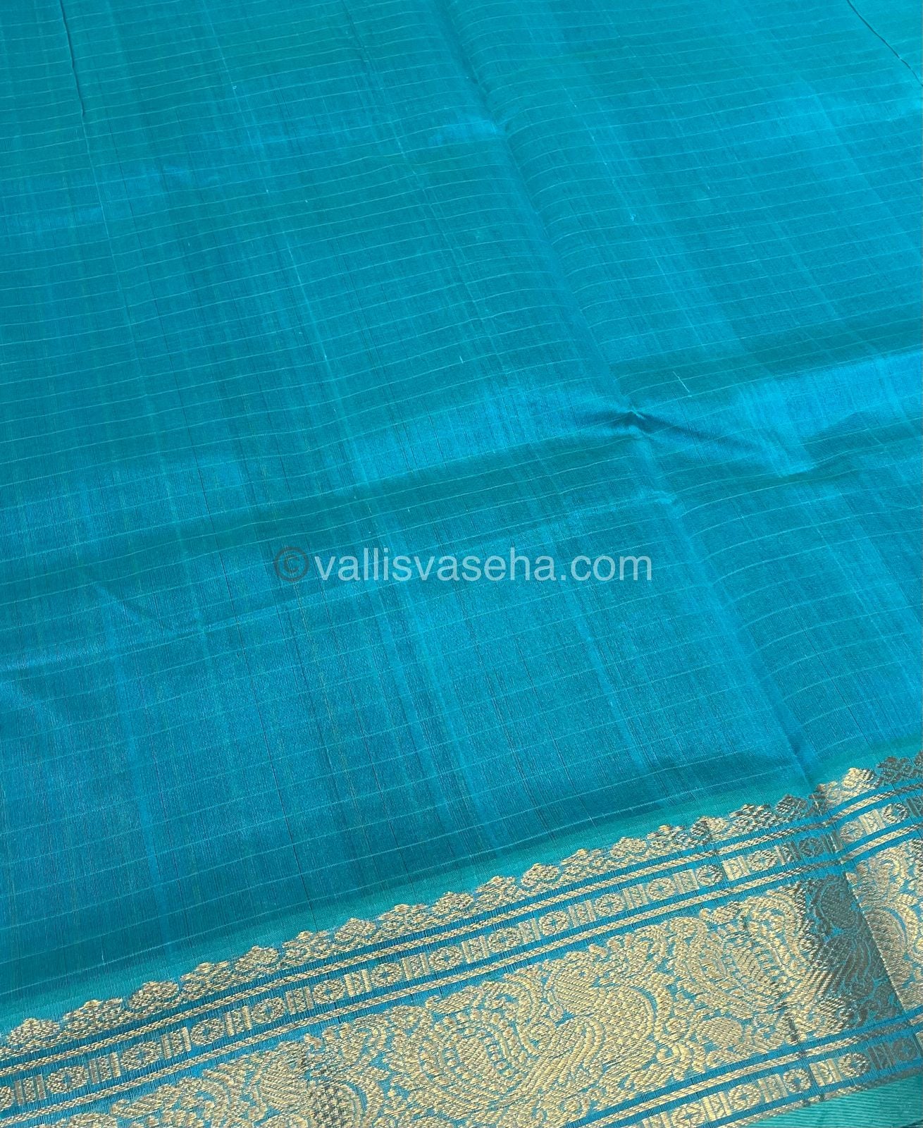 Pure Silk Cotton Saree - Blue  With Blue - Lakshadeepam Design - VVPLD001