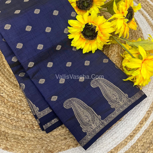 Semi Tussar Silk Saree - Navy Blue shade - VVSTS010