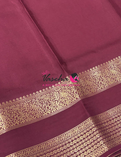 Semi Mysore Crepe Silk  - Wine Maroon Shade - VVSMC004