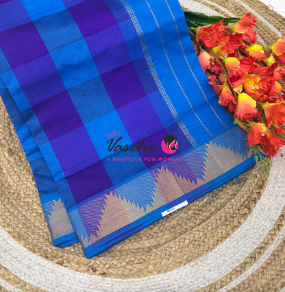 Semi Silk Cotton Saree | Pazhum Pazhamum Checks Design |VVSSC020