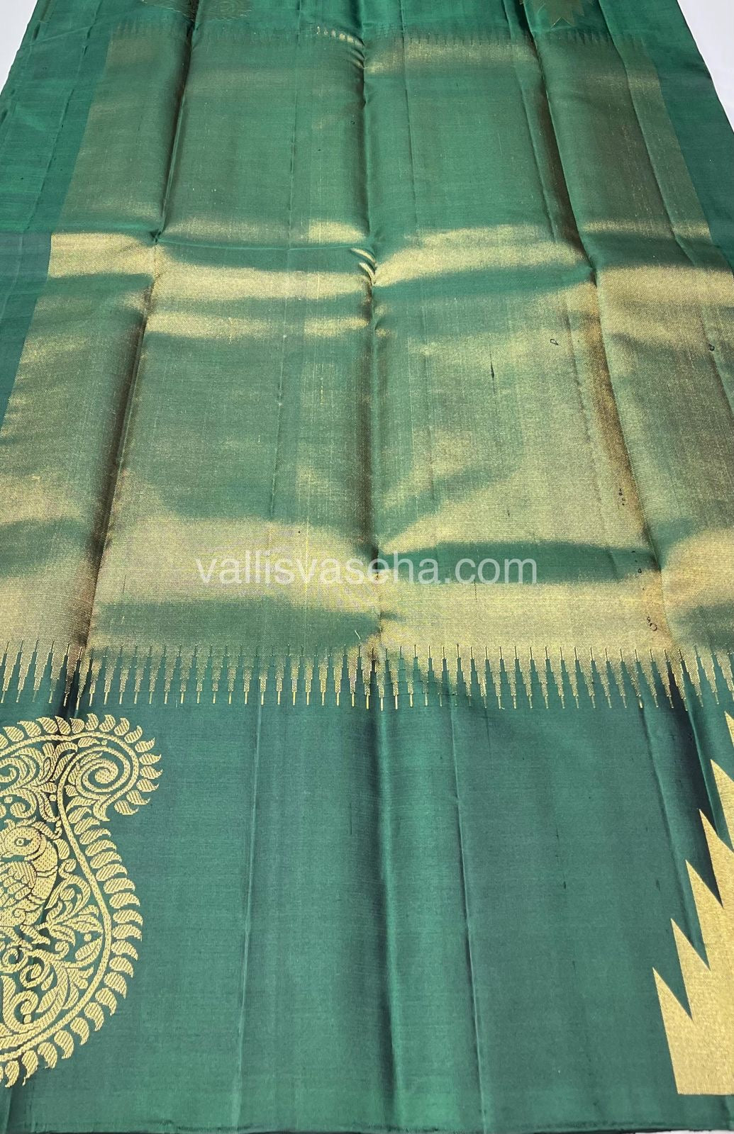 Pure Soft Silk Saree - Jothika Hit design  - Dark Green - VVPSS005