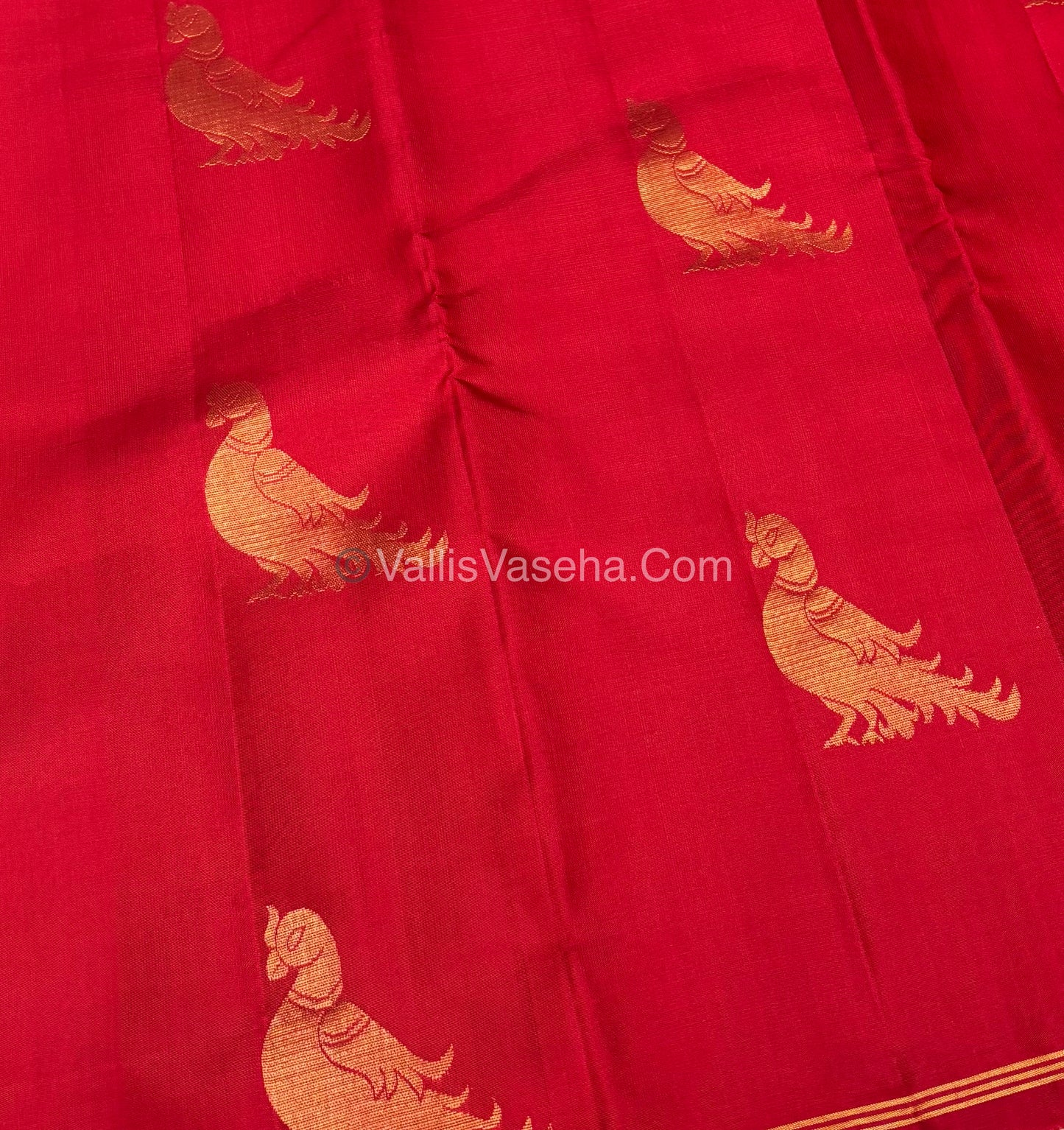 Pure Kanchipuram Silk Saree - Red  Shade - VVPS021