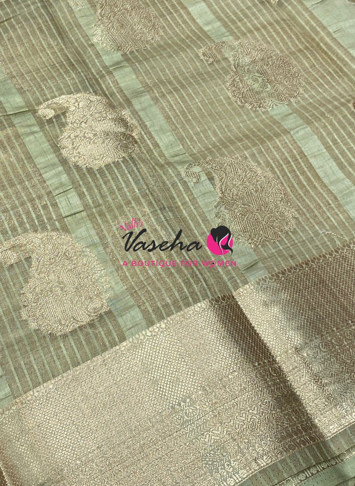 Semi Tussar Silk Saree | Grey Shade |VVSTS055